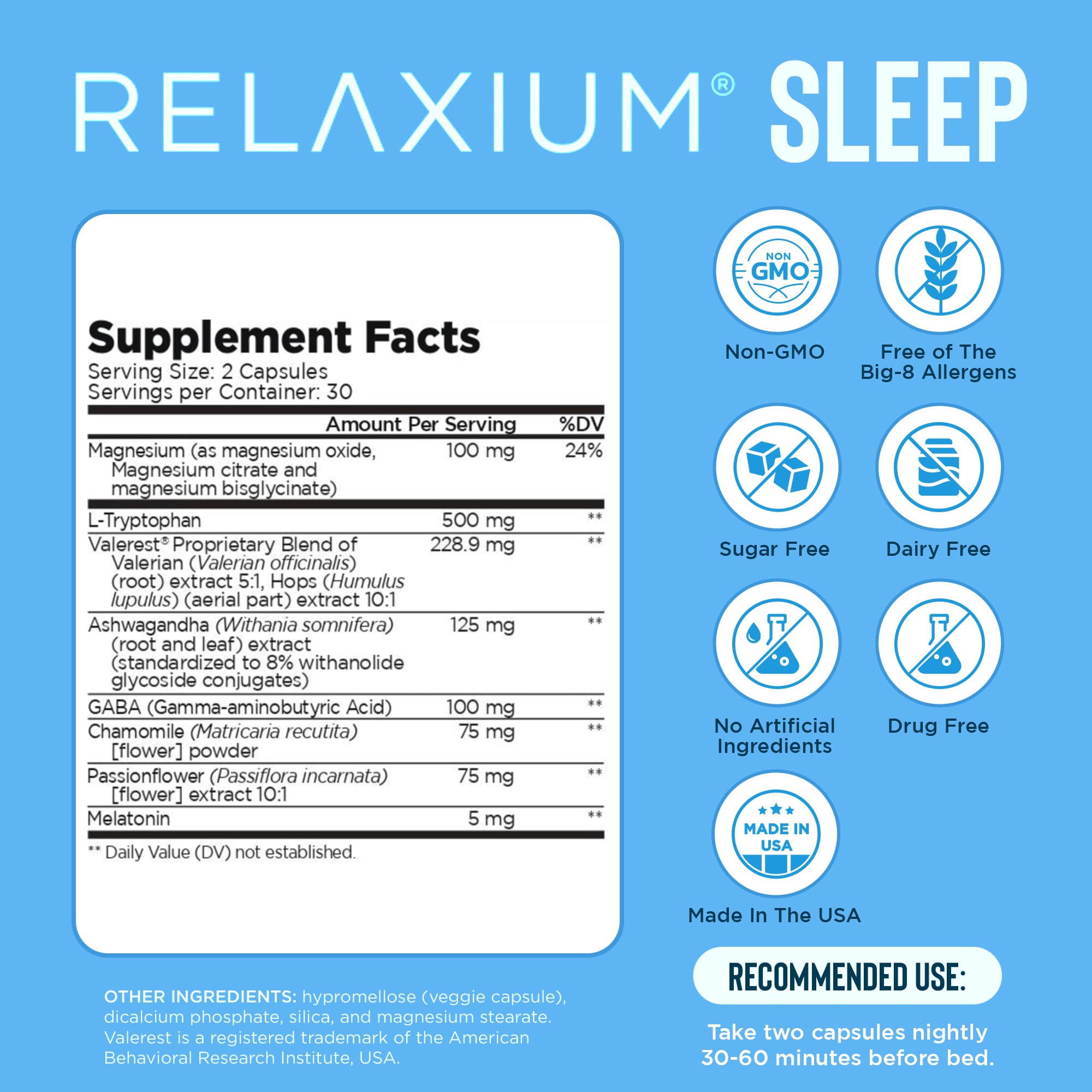 Relaxium Valerest ingredient featured for sleep support