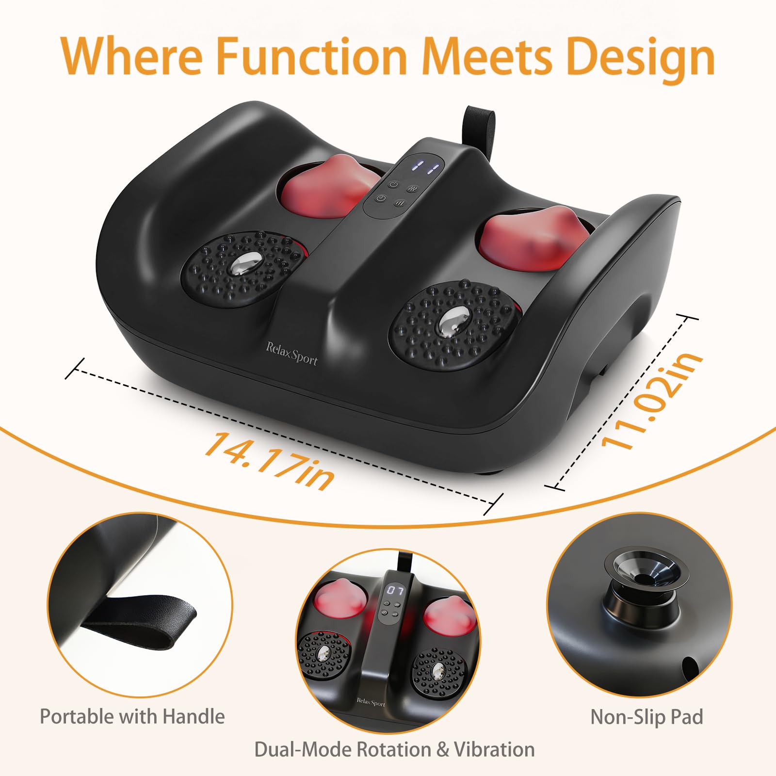 RelaxSport device with deep kneading rollers for powerful relief