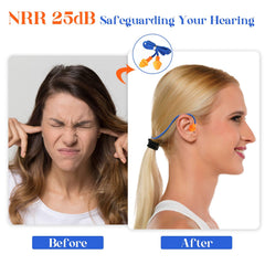 Relaxweex blue and orange silicone ear plugs offer comfortable fit
