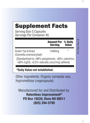 Relentless Improvement low caffeine icon signals easy digestion and daily use.