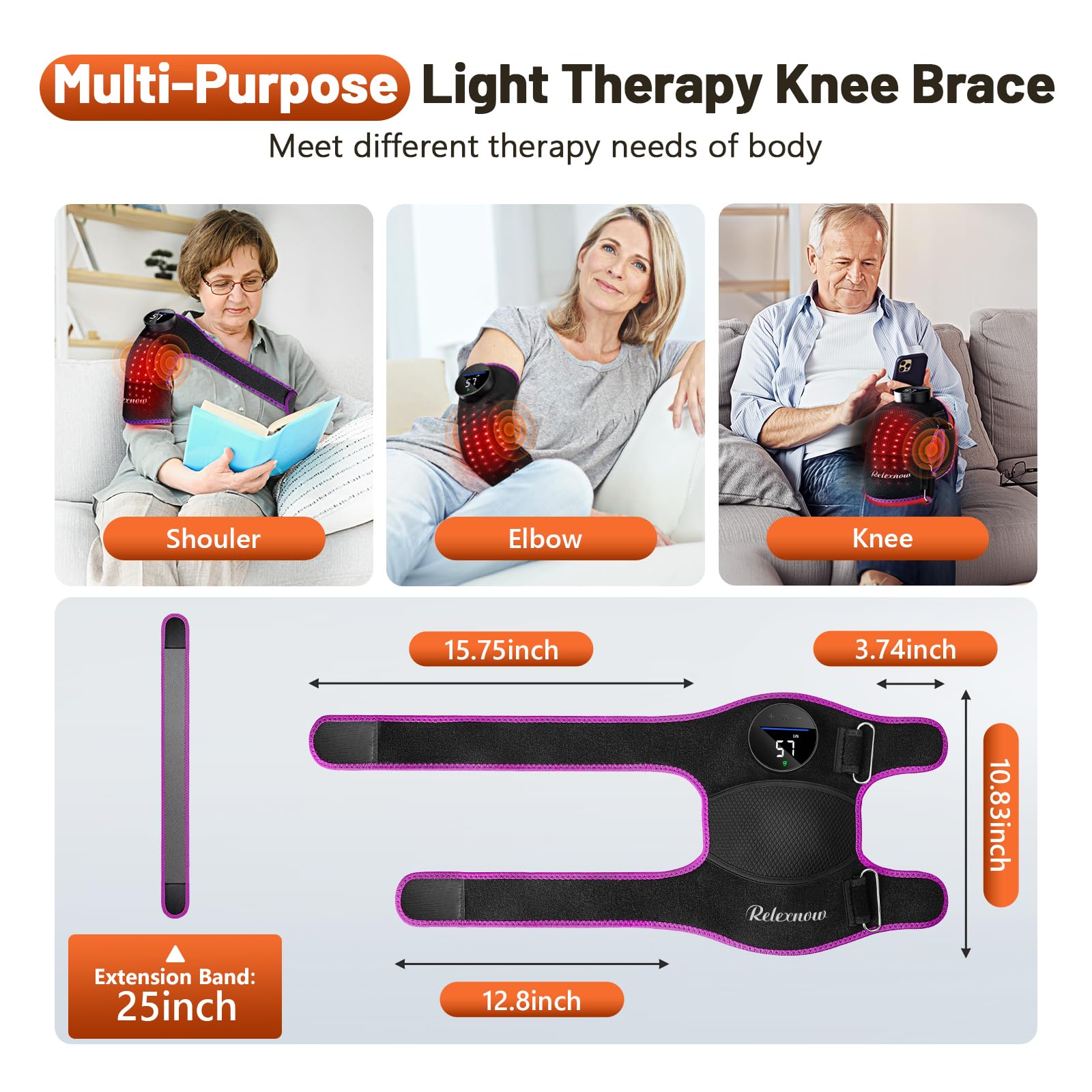 RELEXNOW cordless knee massager with 2500mAh battery for on-the-go use.