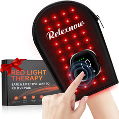 RELEXNOW cordless red light glove front view for full-hand pain relief