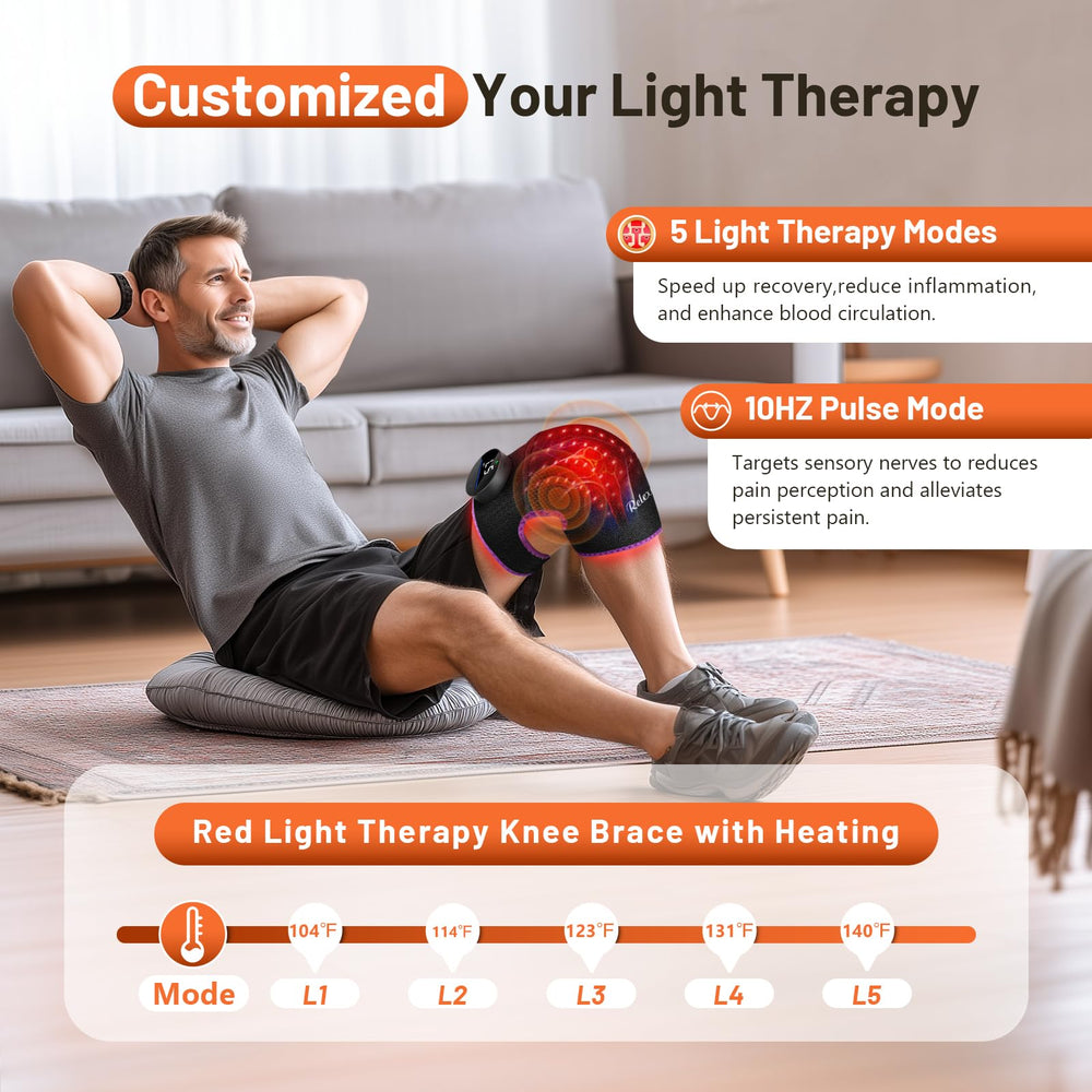 RELEXNOW knee massager with wireless controller and battery.