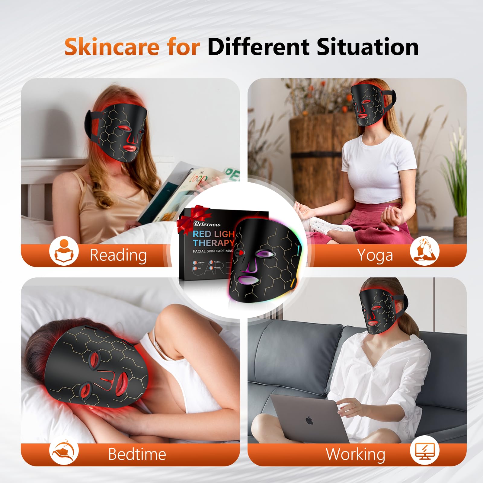 RELEXNOW LED face mask timer display highlights easy session control for consistent use.