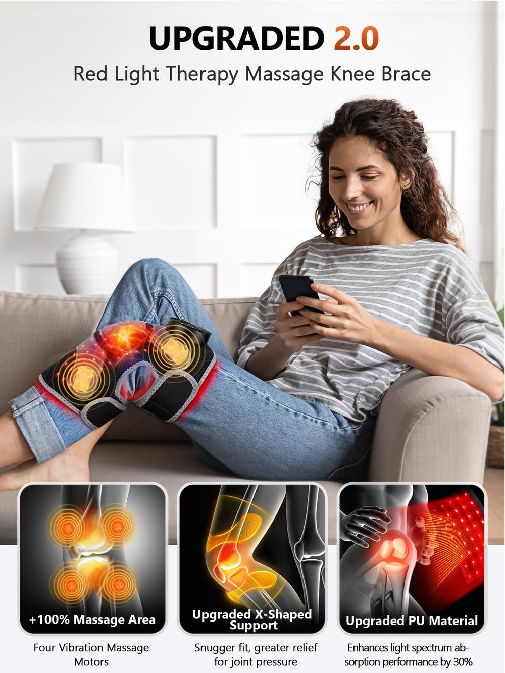 RELEXNOW Upgraded 2.0 red and near infrared light therapy for knee care