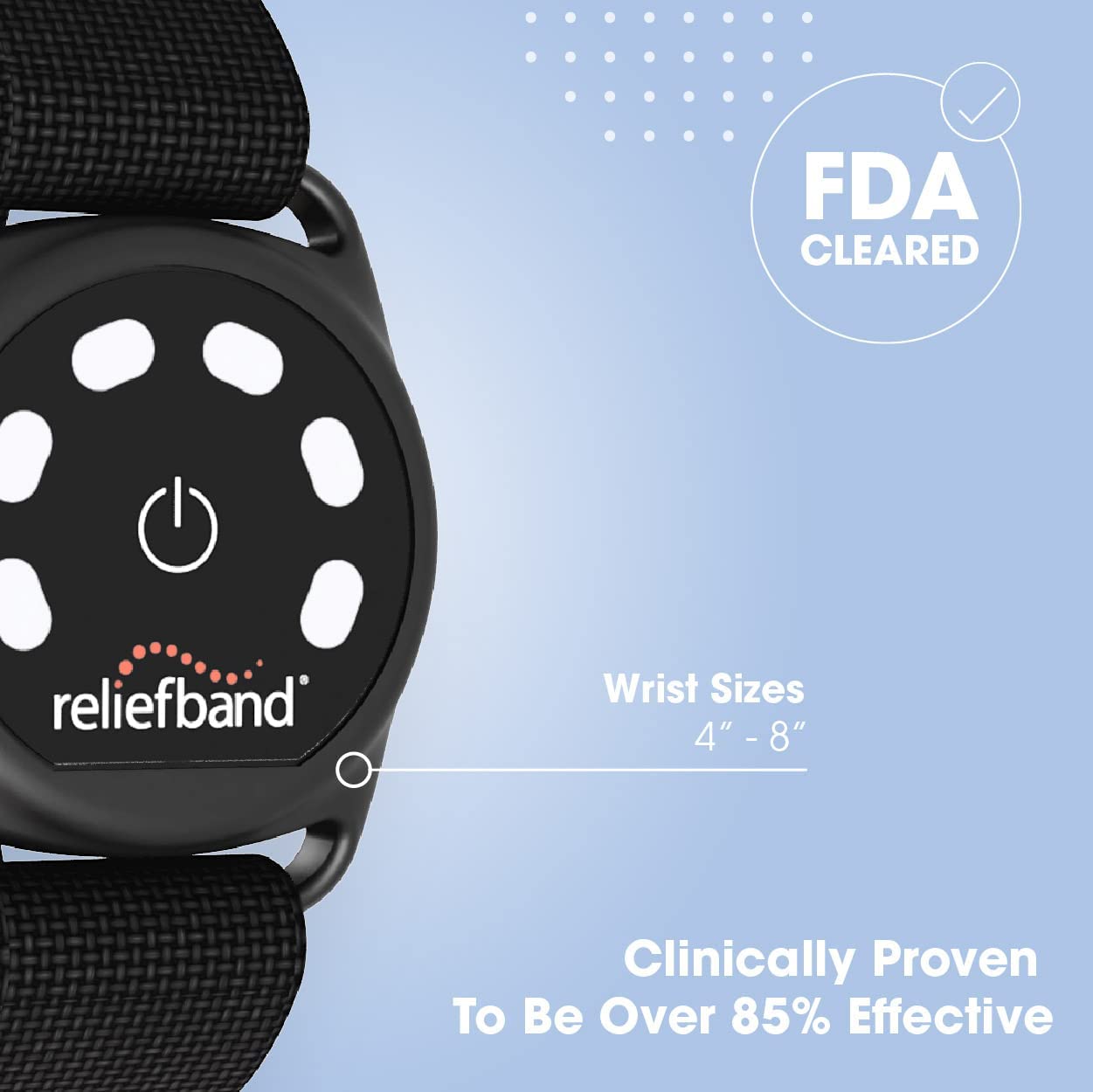 Reliefband Sport charging with USB cable for long battery life.