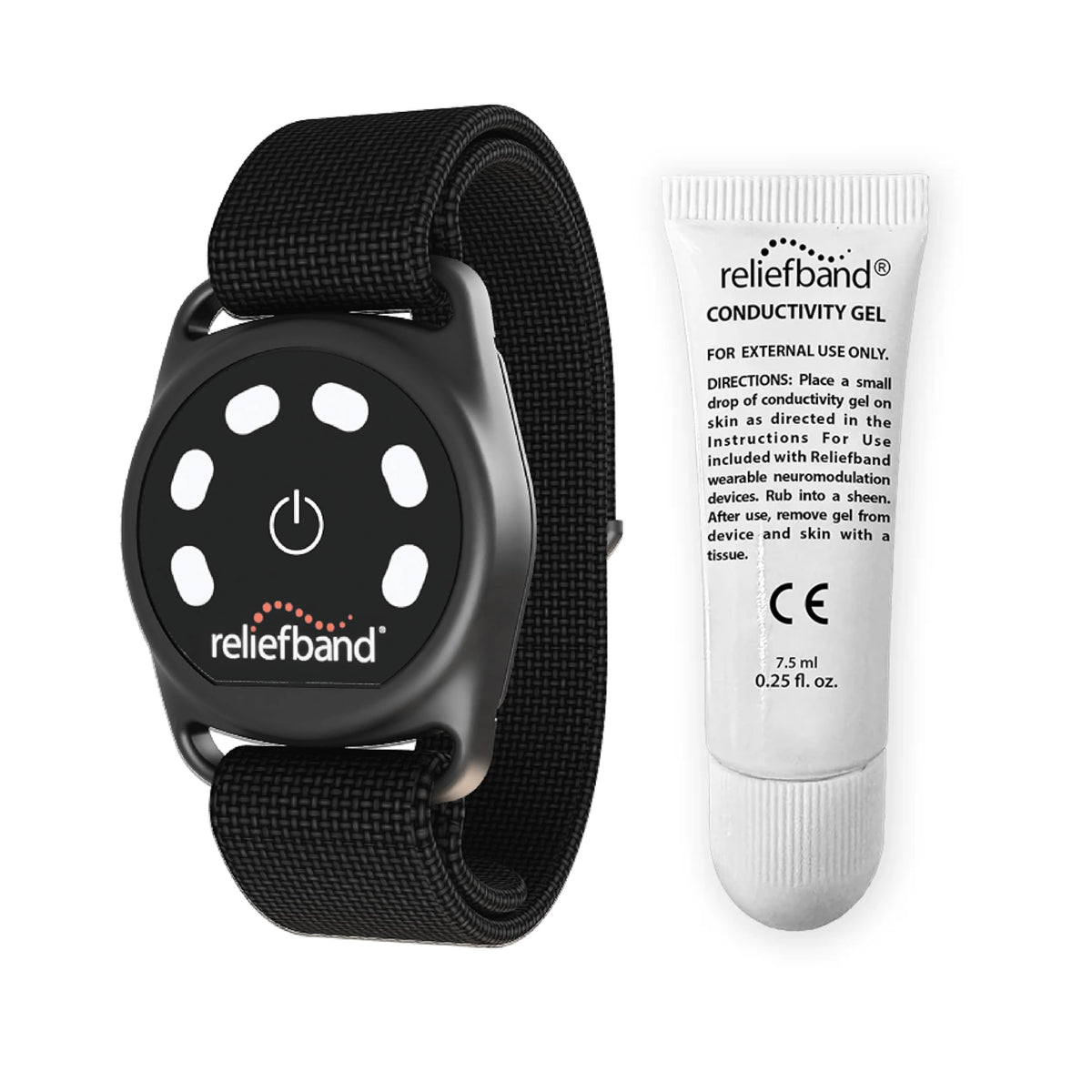Reliefband Sport waterproof wristband worn on the wrist for water activities and nausea relief.