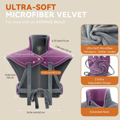 Extended high-neck panel with four straps creates secure, customizable fit.