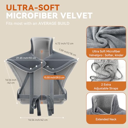 ReliefRX snug-fit heating pad with four straps stays in place for a slip-free wrap.