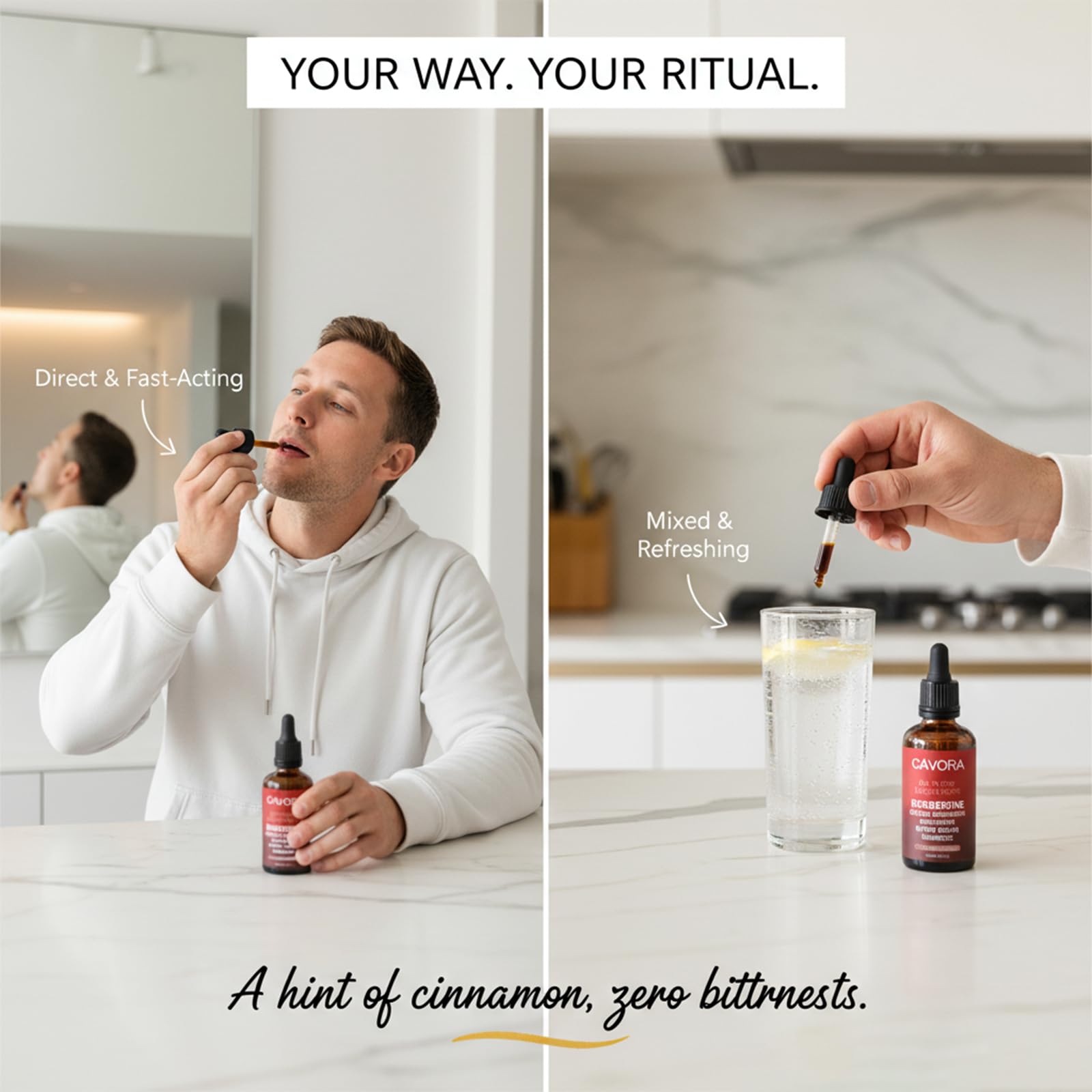 Relify Cavora vegan non-GMO label highlighting clean plant-based formula.