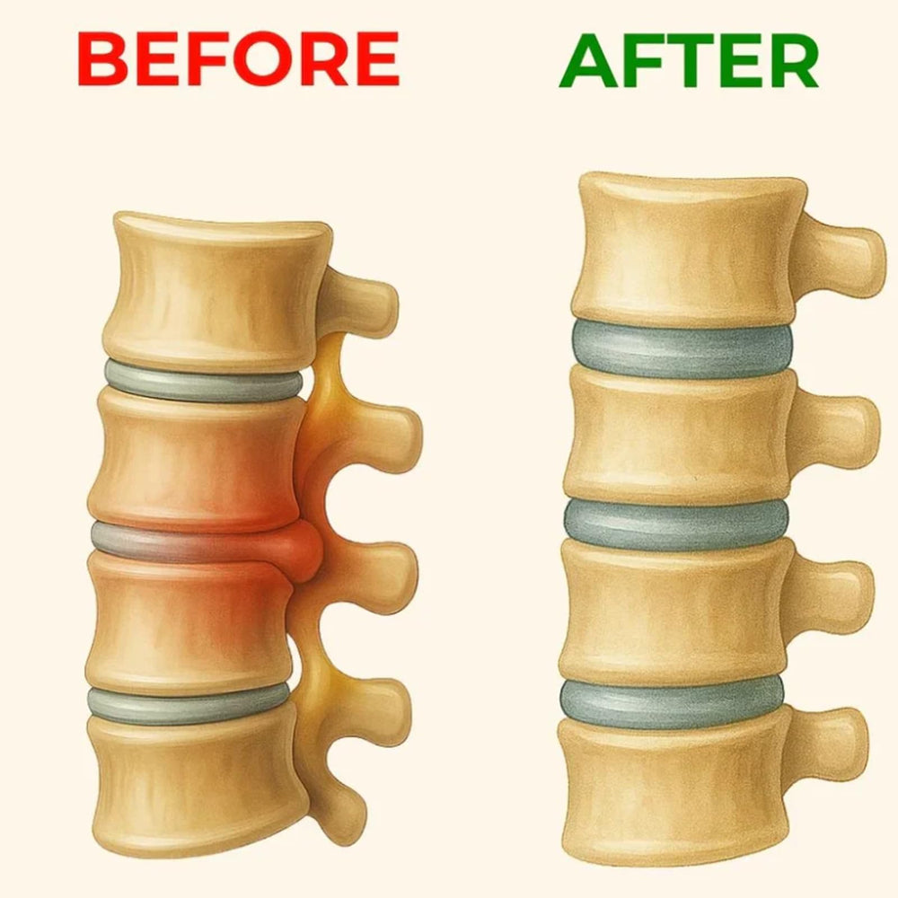 Relify disc hydration graphic illustrating spine hydration and flexibility