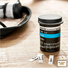 ReliOn Platinum test strips in use for instant readings.