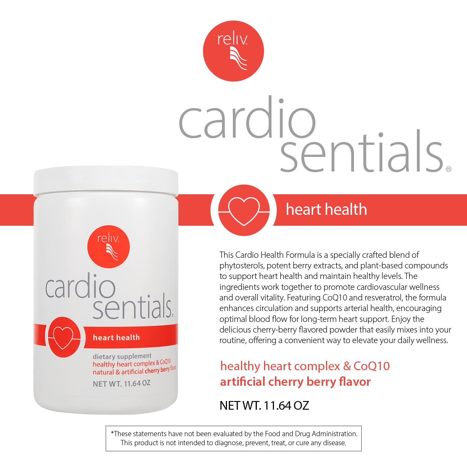 RELIV CardioSentials cherry berry mixing spoon enables quick, flavorful prep.