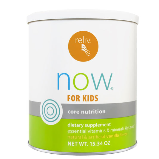 Reliv Now for Kids Vanilla bottle front view showing trusted daily nutrition