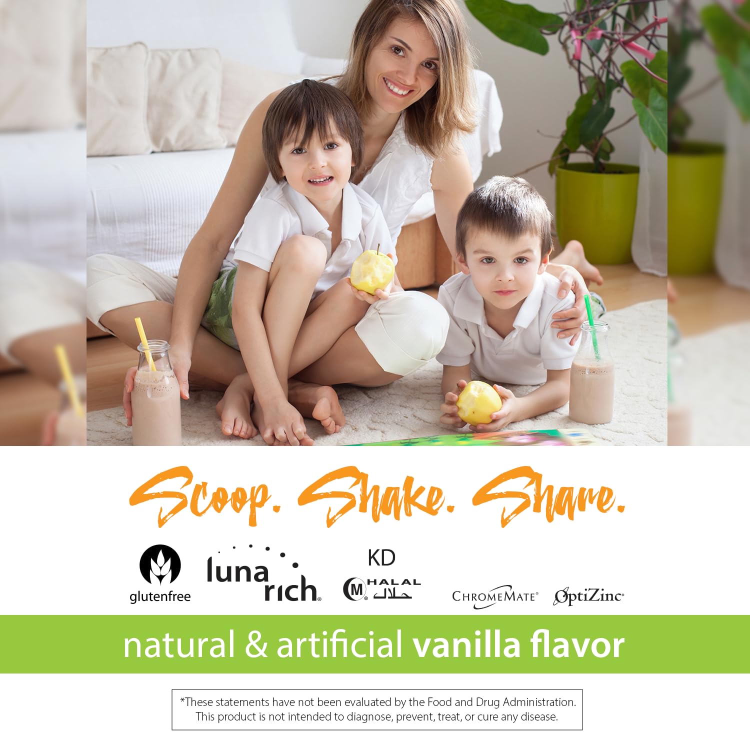 Reliv Now for Kids Vanilla nutrition facts panel helps parents plan meals