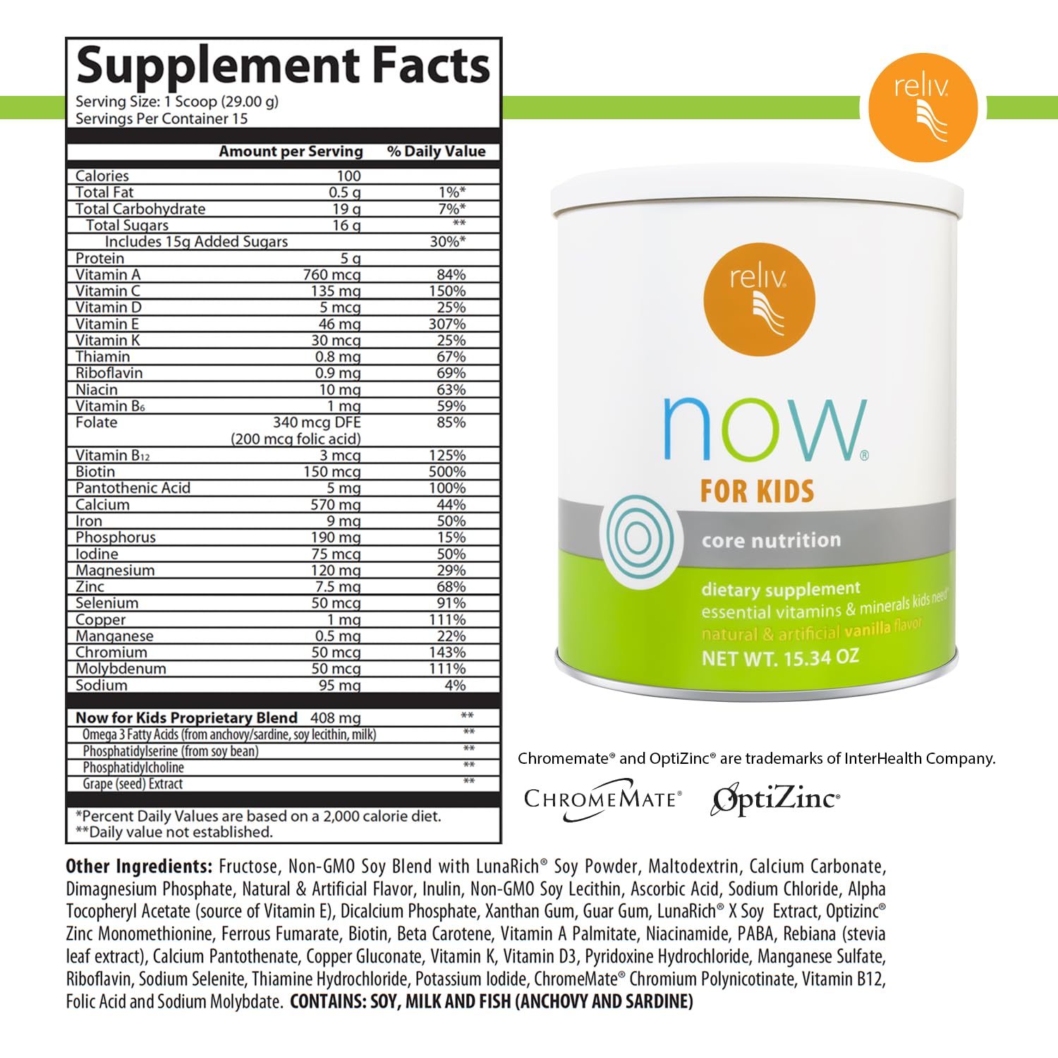 Reliv Now for Kids Vanilla scoop and mix demonstrates quick, kid-friendly nutrition