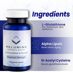 Relumins Advanced White Glutathione Capsules packaging box signals premium quality