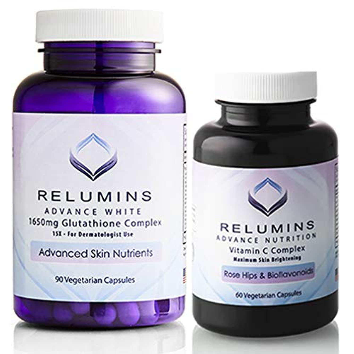 Relumins Advanced White Set glutathione bottle promoting even skin tone
