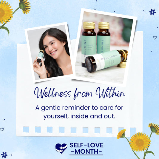 Relumins collagen drink apple bottle pour, easy daily glow on the go
