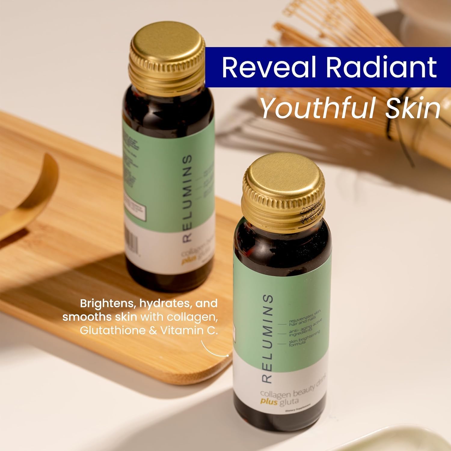 Relumins Collagen, envase certificado en EEUU y calidad premium