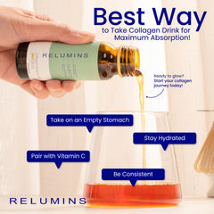 Relumins Collagen, ingredientes clave glutatión y ácido hialuronico para hidratación