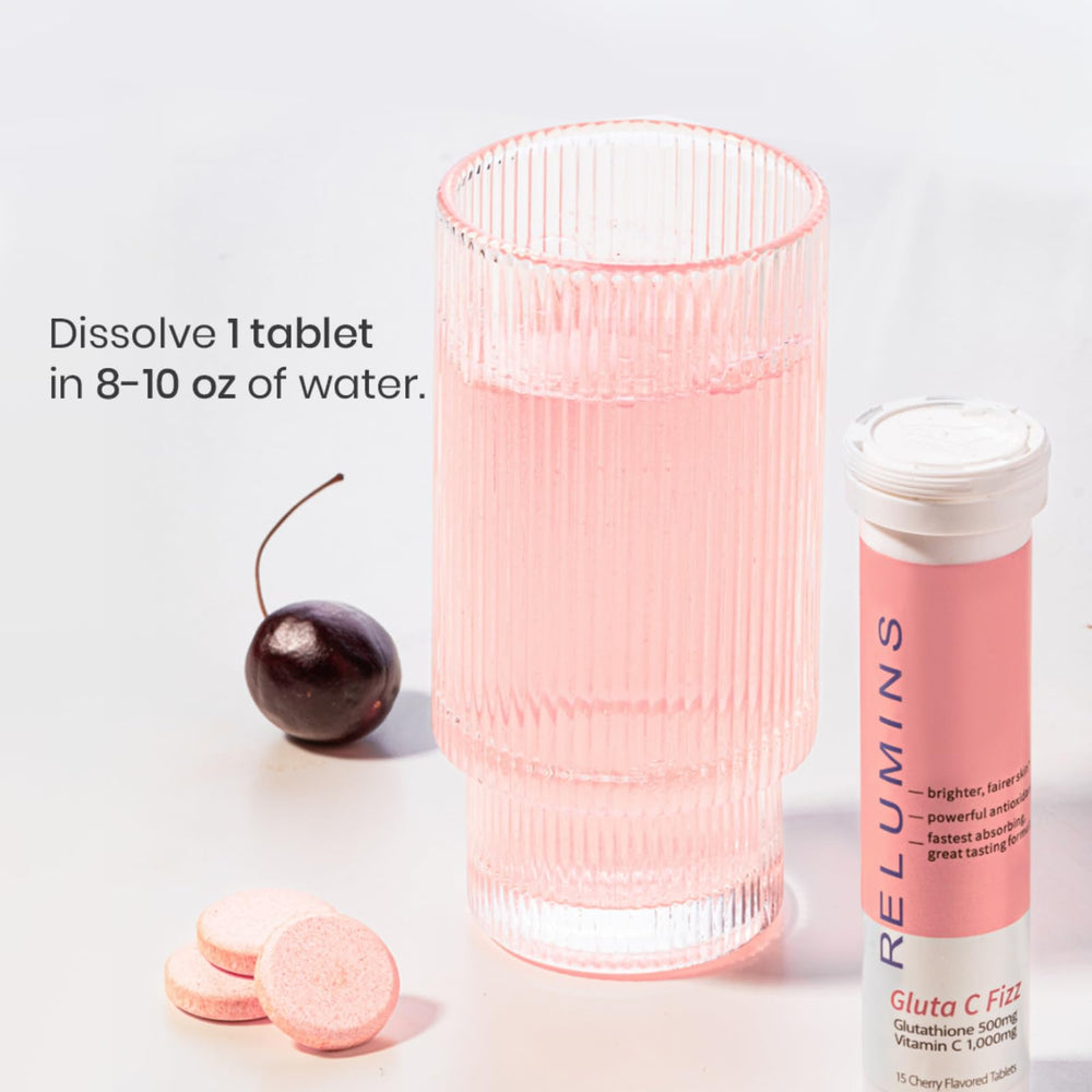Relumins Gluta C Fizz effervescent tablet dissolving quickly for absorption