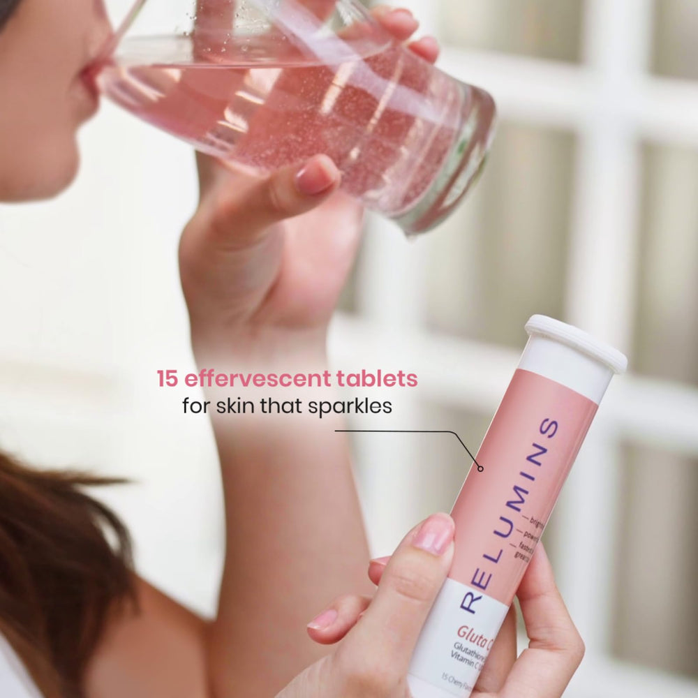 Relumins Gluta C Fizz vitamin C boost in a glass