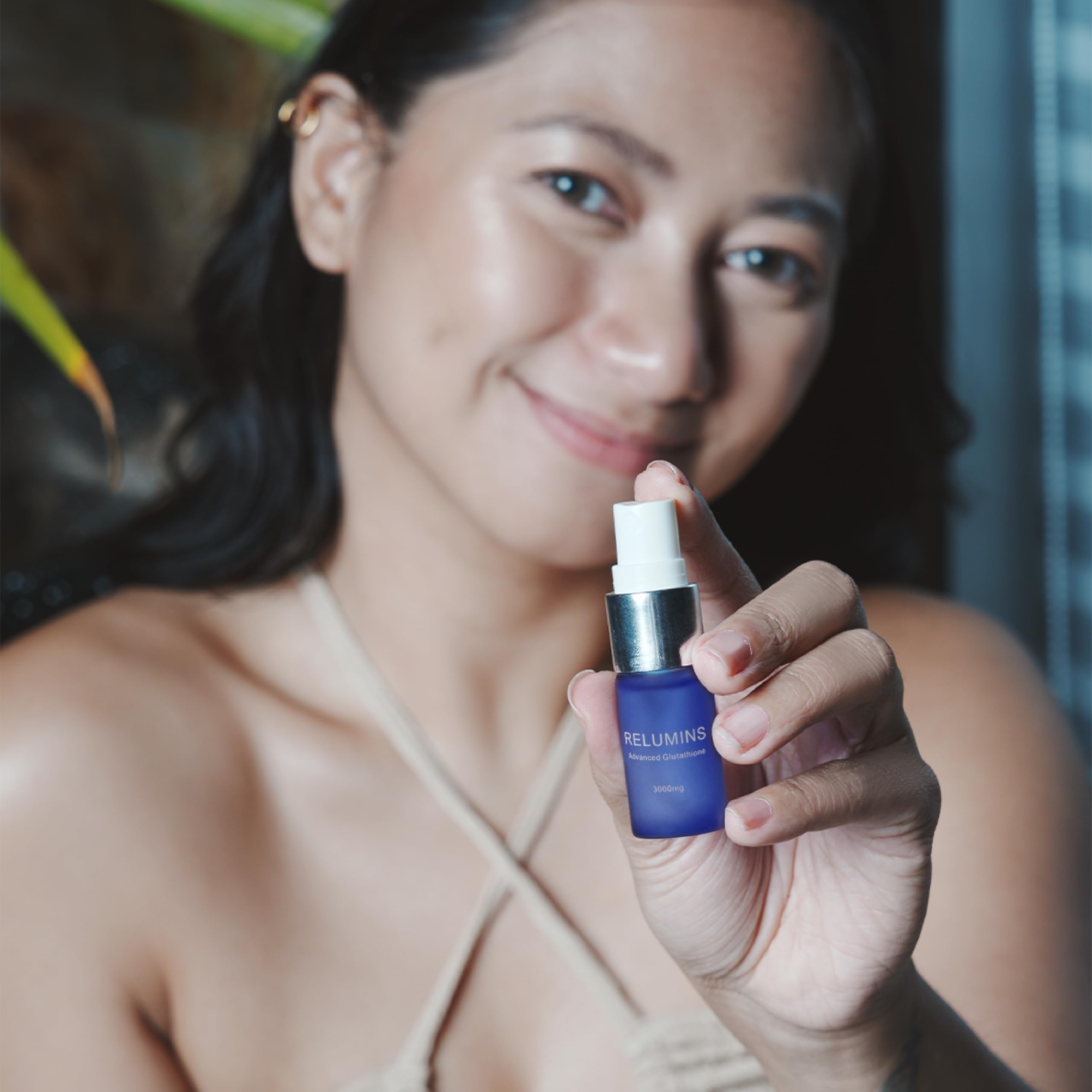 Relumins immune support visual with vitamin components and glass bottle