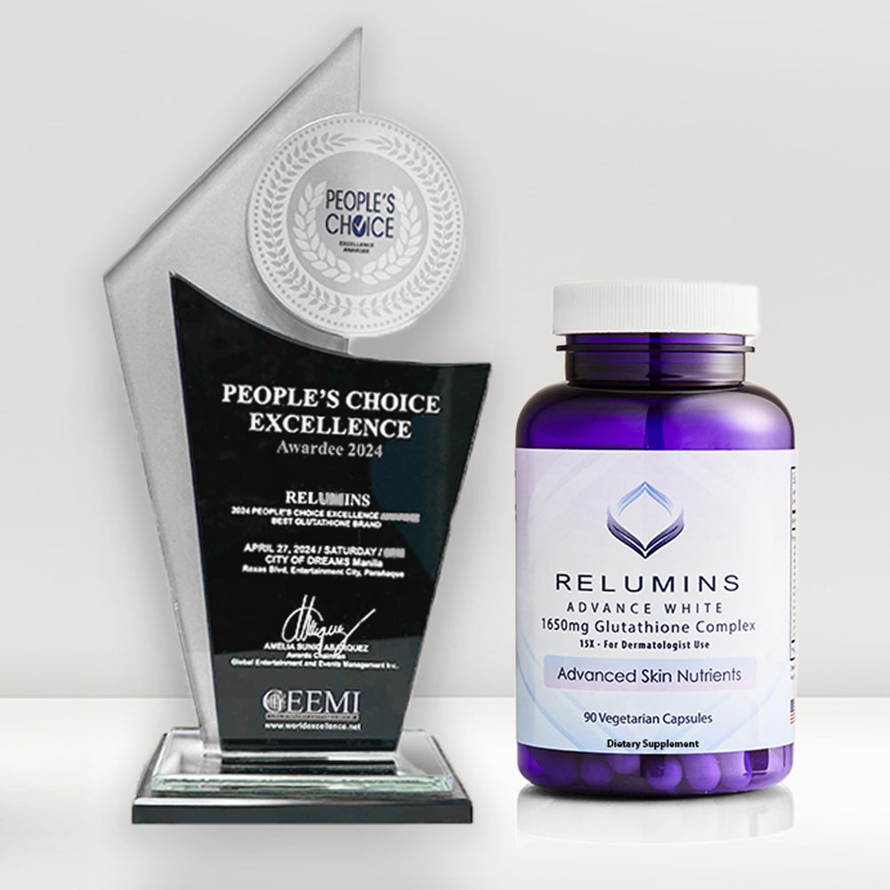 Spring glow set packaging layout suggesting a wellness routine with Relumins