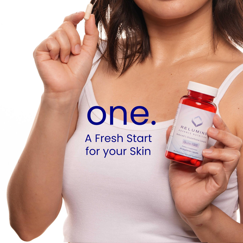Relumins L-Glutathione ingredients blend highlights reduced glutathione and alpha lipoic acid.