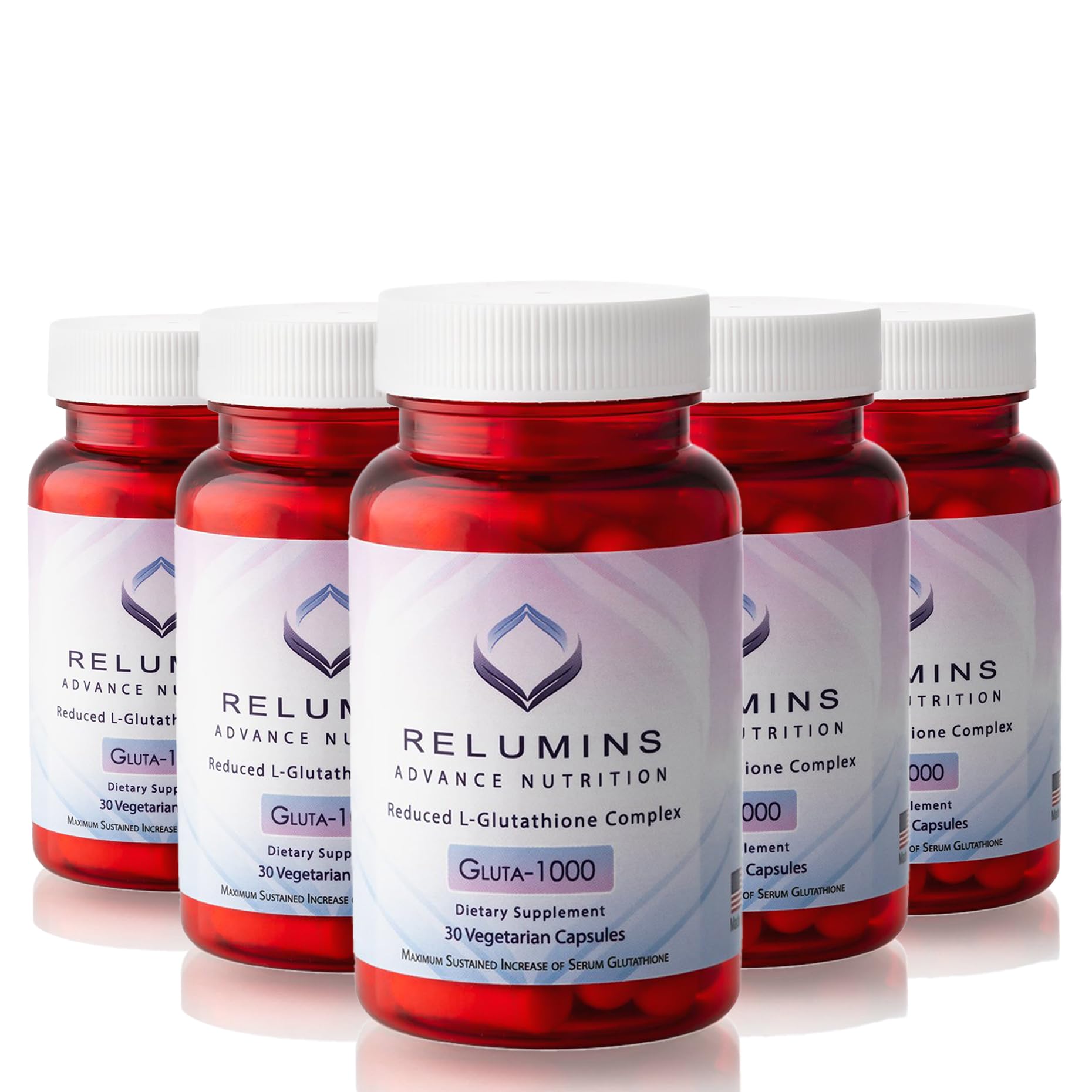 Relumins L-Glutathione Spring Glow bottle front for radiant skin.