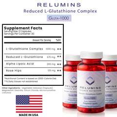 Relumins L-Glutathione three-bottle set highlights value and ongoing use.