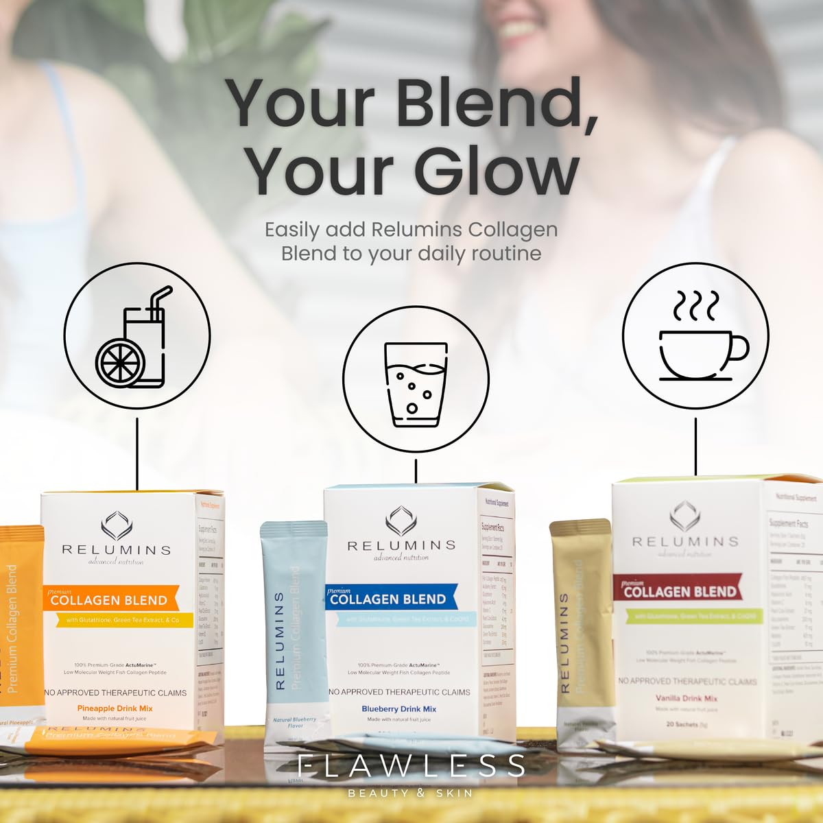 Relumins Marine Collagen aiding glowing skin