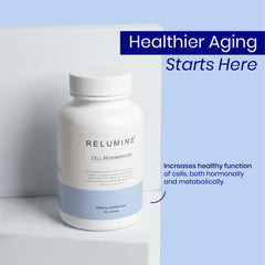 Relumins NAD+ label close-up highlighting NR and polyphenol blend for daily focus.