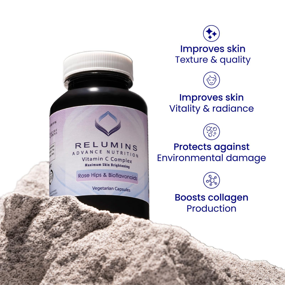 Relumins Spring Glow Essentials rose hips powder detail for nourishment.