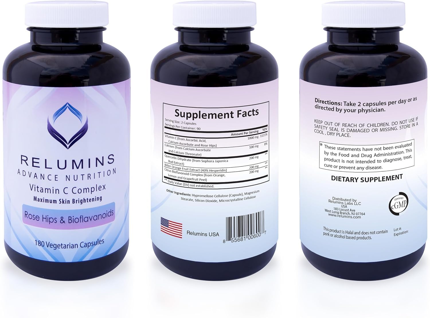Relumins Spring Glow Essentials 9-month supply shown with three bottles.