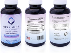 Relumins Spring Glow Essentials 9-month supply shown with three bottles.