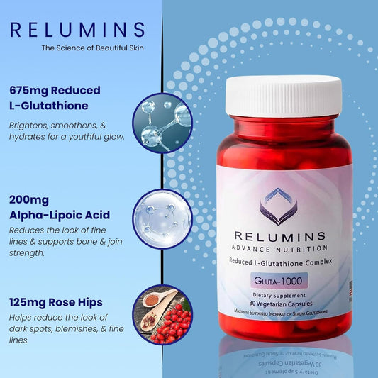 Relumins Vitamin C MAX bottle close-up for high-potency vitamin C.