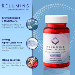 Relumins Vitamin C MAX bottle close-up for high-potency vitamin C.