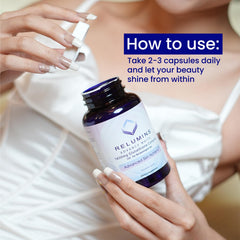 Relumins Vitamin E softgels show skin nourishment and protection.