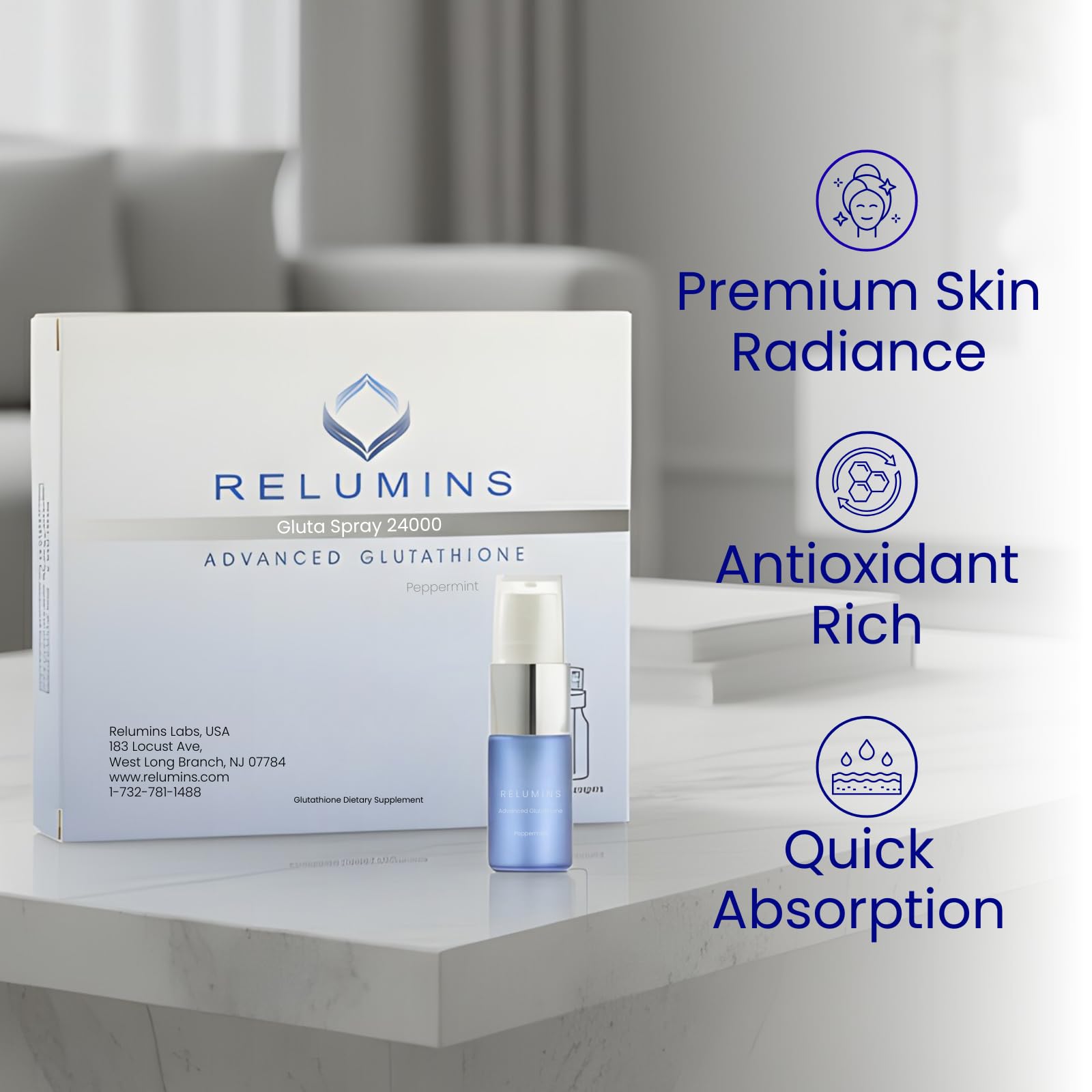 Relumins zinc plus supplement bottle conveying essential nutrient support.