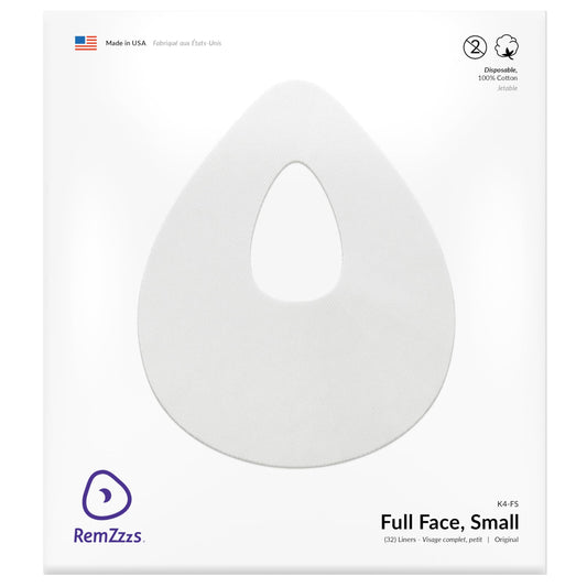 RemZzzs full-face liner packaging shows hygienic, ready-to-use product.