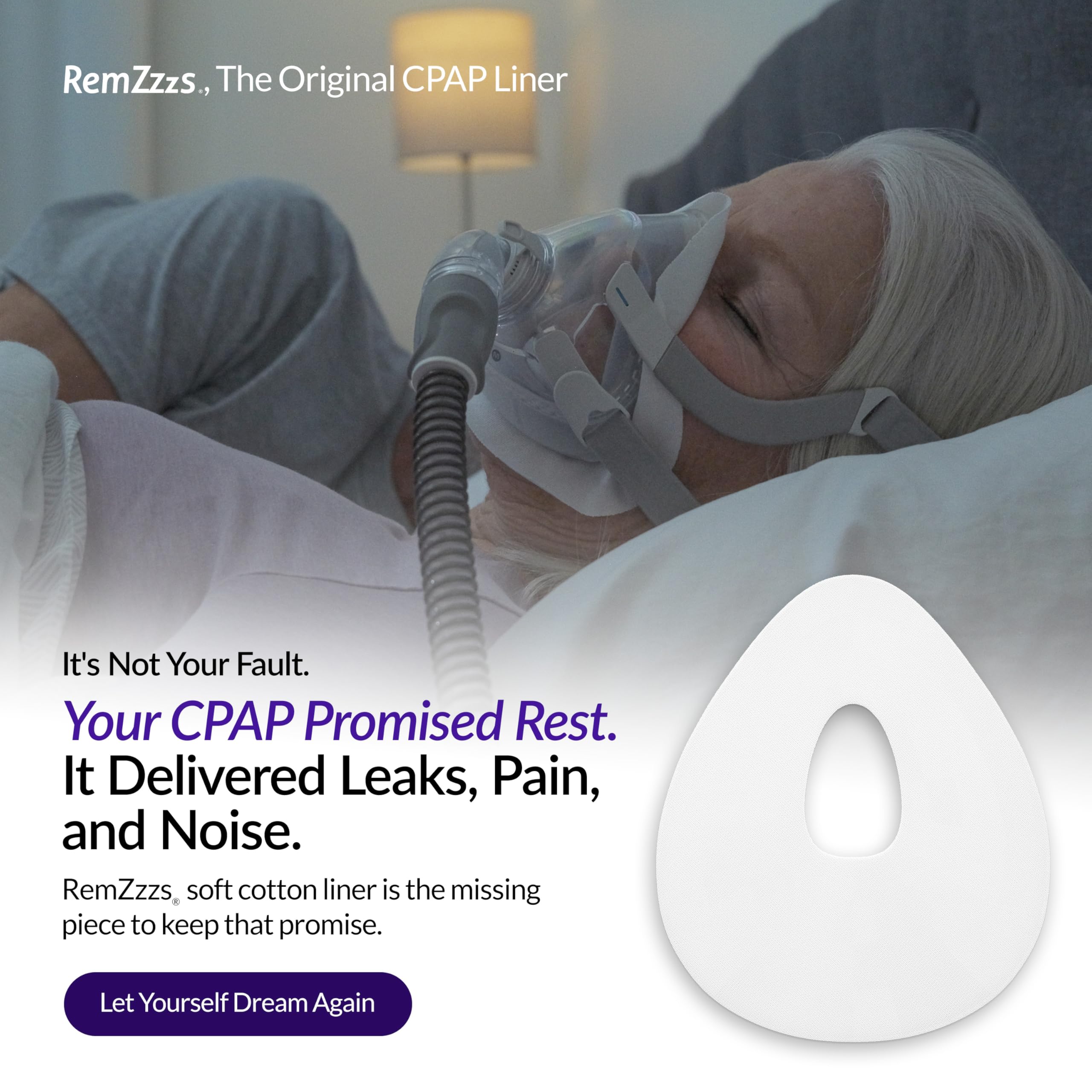 RemZzzs K5-FM liner close-up shows soft breathable fabric.