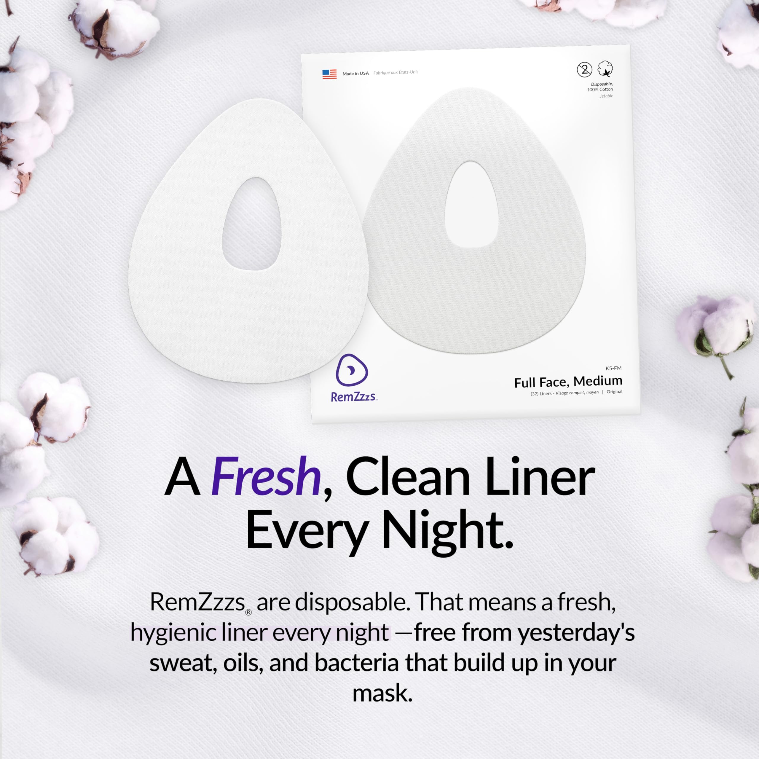 RemZzzs K5-FM liner soft cotton absorbs moisture and oil.