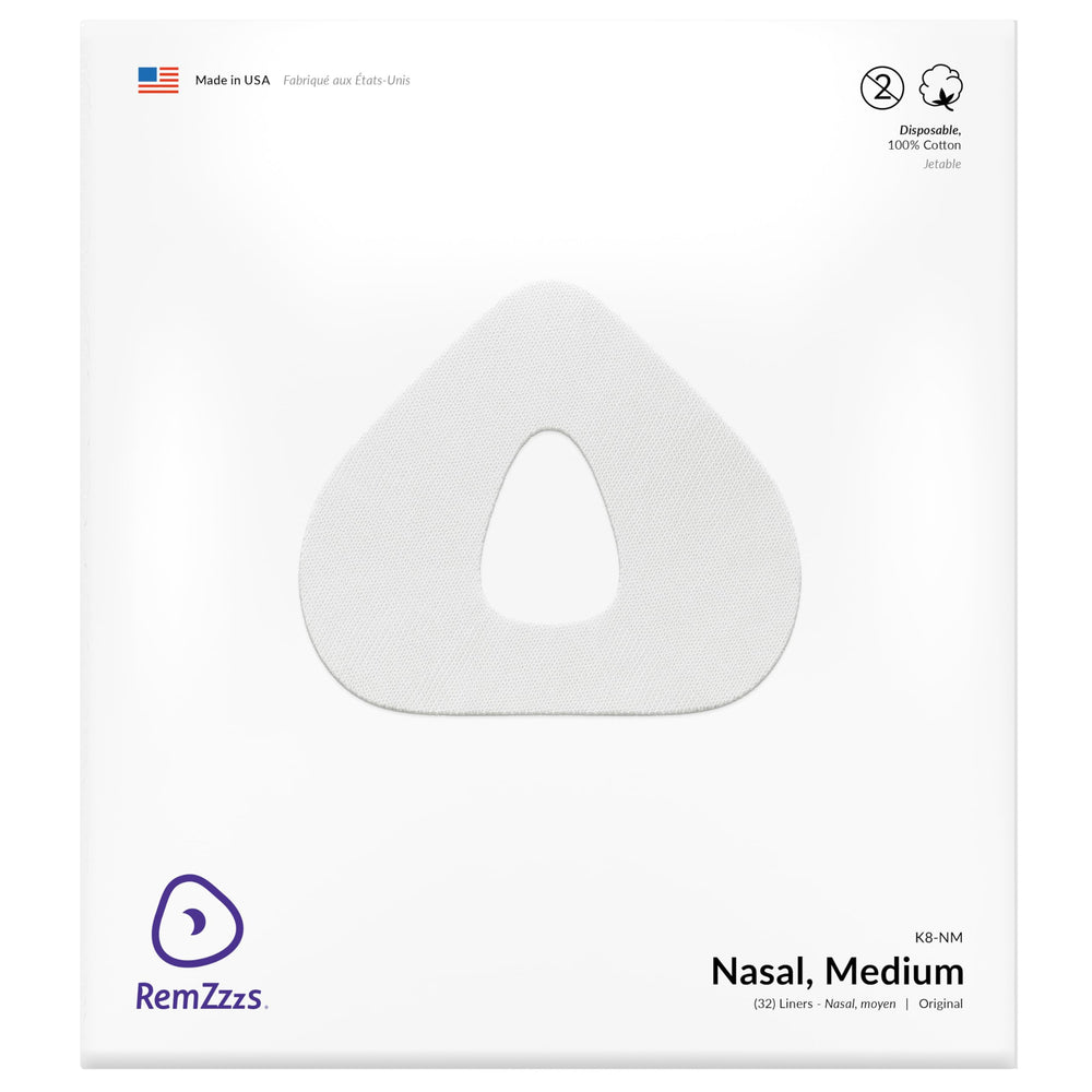 RemZzzs nasal CPAP liner pack front highlights ready-to-use liners for comfortable CPAP nights.