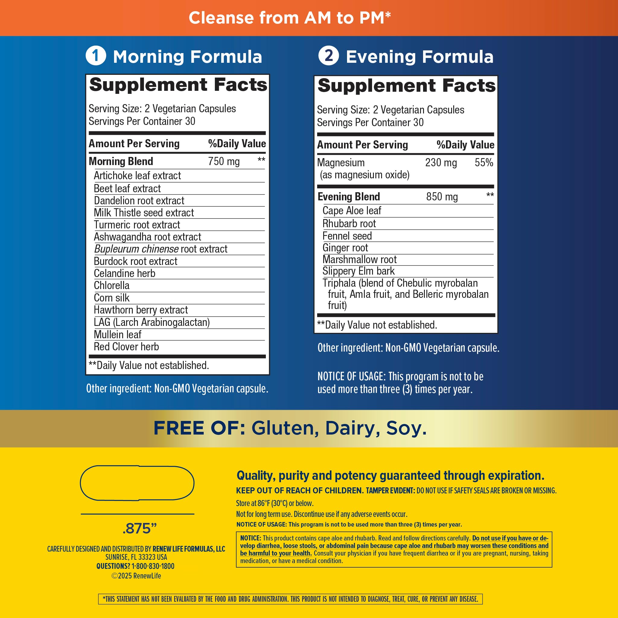 Renew Life Cleanse Smart dosage chart illustrating a 14-day cycle.