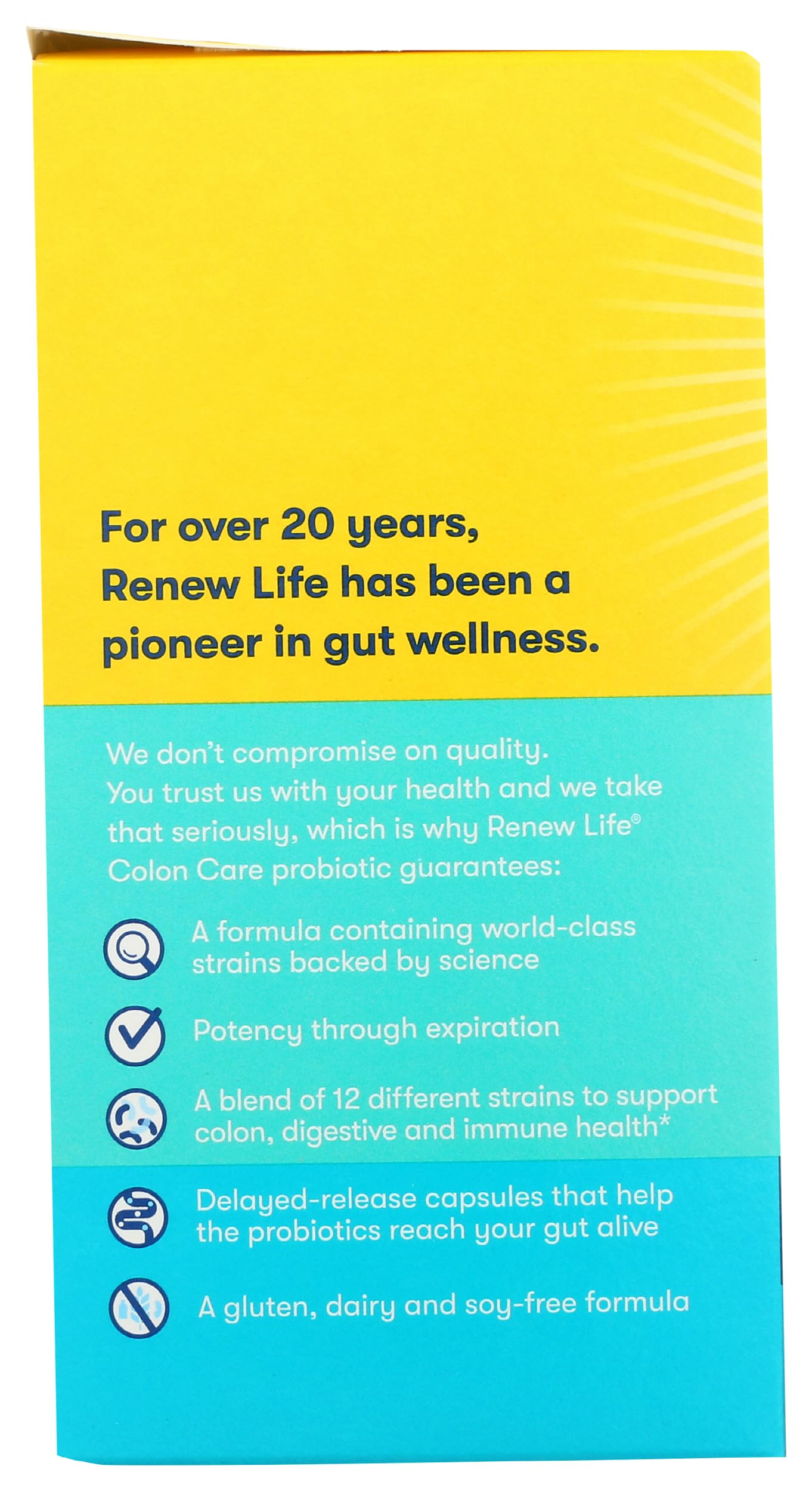 Renew Life gluten-free dairy-free soy-free claim supports sensitive diets