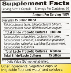 Capsules labeled gg-lrhamnosus in Renew Life Everyday Probiotic formula.