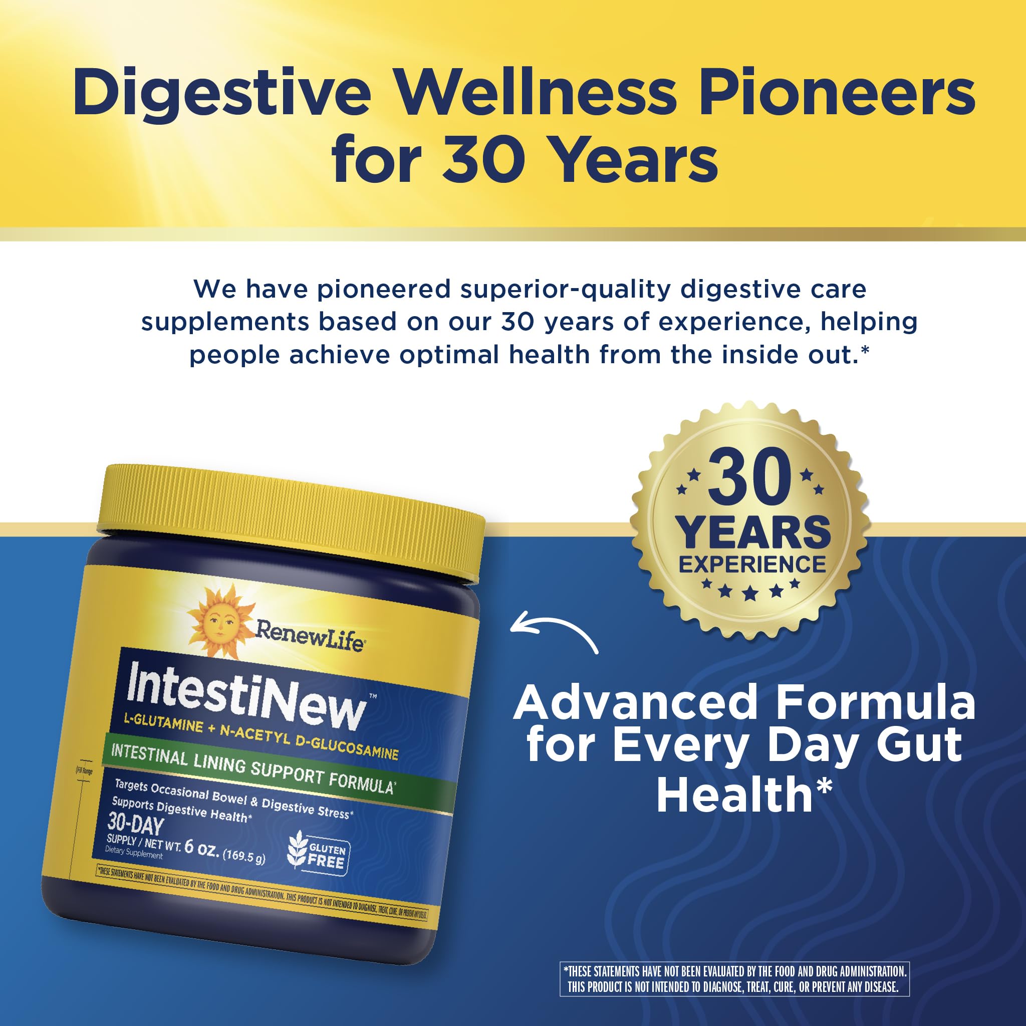 IntestiNew glutamine ingredient, strength for intestinal lining and immune function.