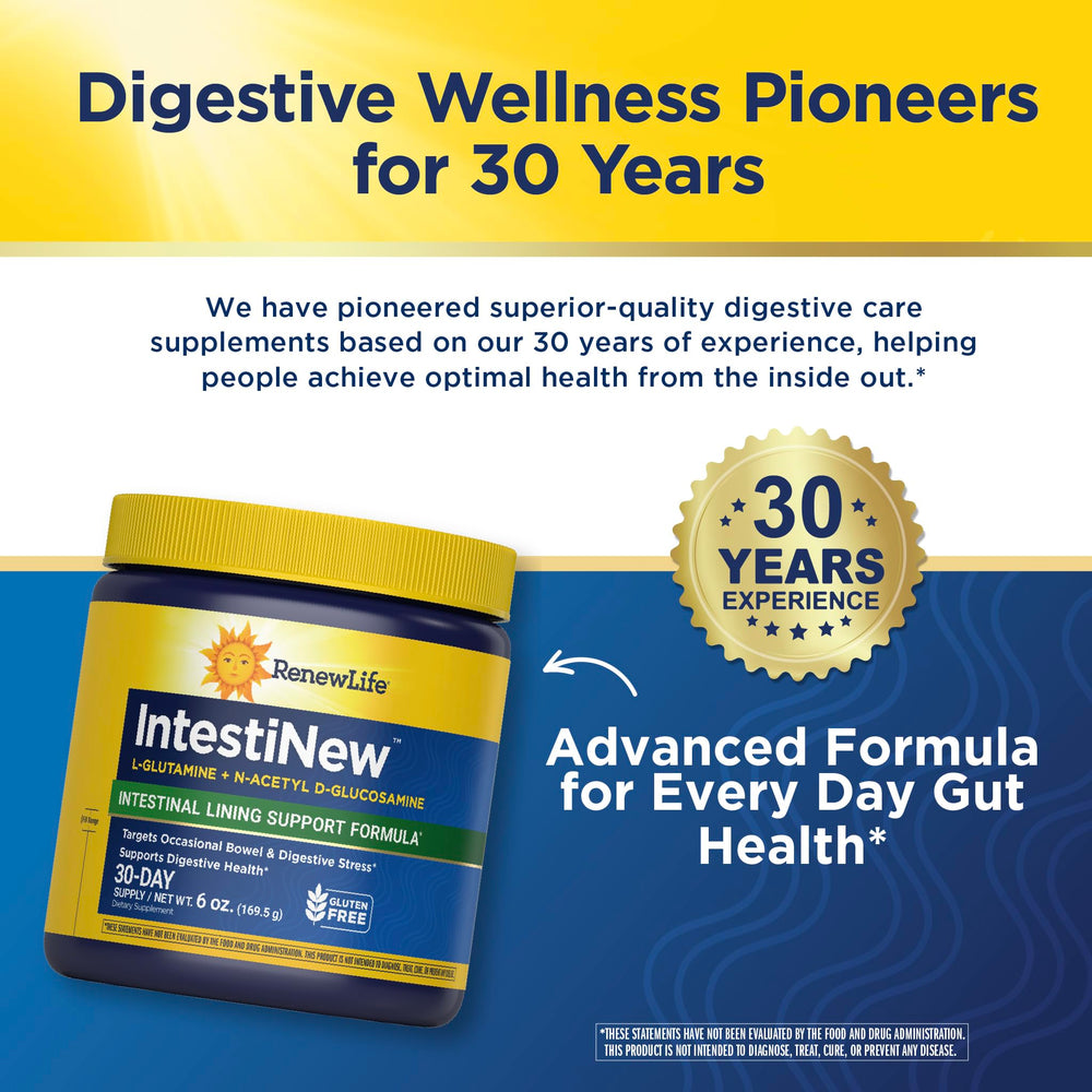 IntestiNew glutamine ingredient, strength for intestinal lining and immune function.